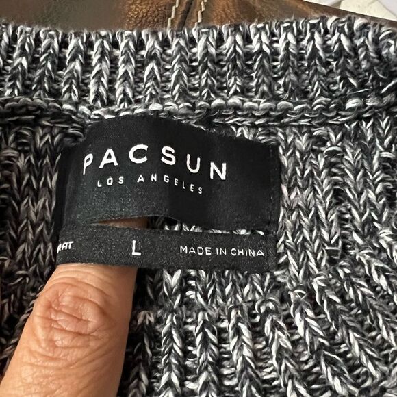 Pacsun Crew Neck Black/White Marled Pullover Side Zippers Slouch Women’s Sz L - Picture 11 of 11